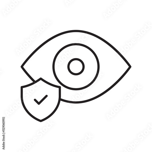 Eye Insurance line icon with white background vector stock illustration