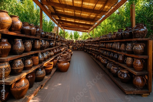 Exploring traditional pottery market in desert village showcase artisanship and cultural heritage in nature's embrace