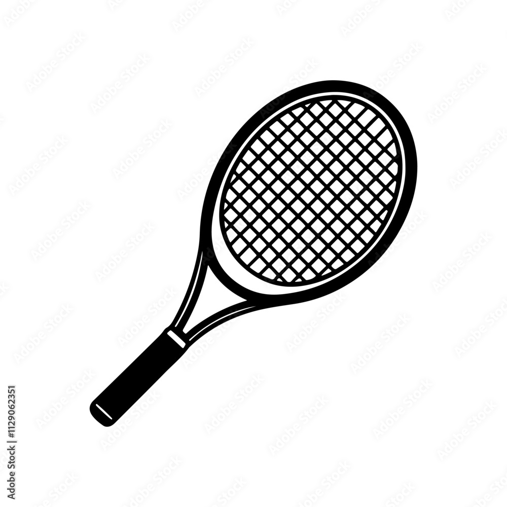 Tennis Racket silhouette, black and white silhouette, vector and illustration