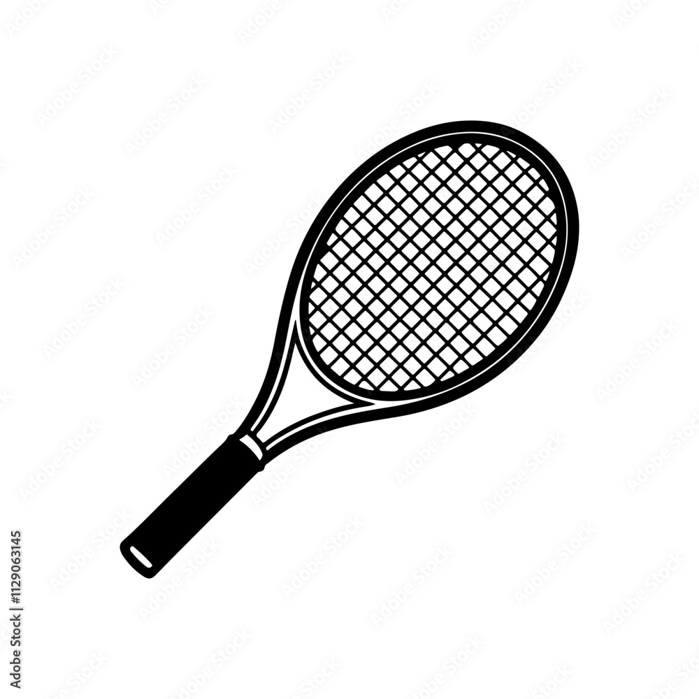 Tennis Racket silhouette, black and white silhouette, vector and illustration Tennis Racket silhouette, black and white silhouette, vector and illustration
