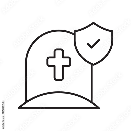 Life Insurance line icon with white background vector stock illustration