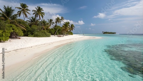 Fototapeta Naklejka Na Ścianę i Meble -  Closeup of waves sand beach and blue summer sea. Panoramic beach landscape.