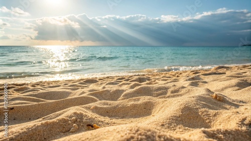 Fototapeta Naklejka Na Ścianę i Meble -  Closeup of waves sand beach and blue summer sea. Panoramic beach landscape.