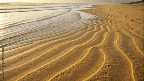 Fototapeta Naklejka Na Ścianę i Meble -  Closeup of waves sand beach and blue summer sea. Panoramic beach landscape.