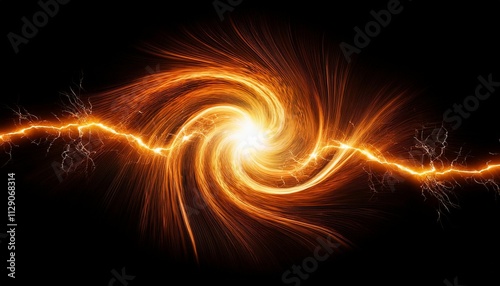 an orange lightning swirl isolated on  background