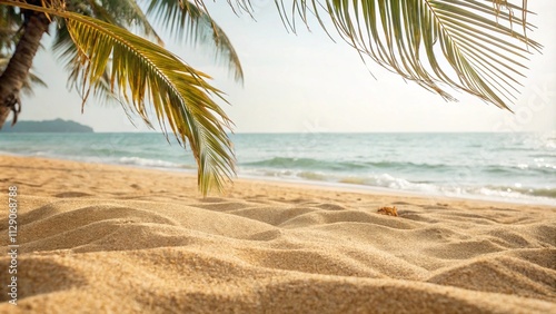 Fototapeta Naklejka Na Ścianę i Meble -  Closeup of waves sand beach and blue summer sea. Panoramic beach landscape.