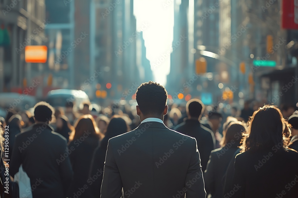 Anonymous Person Walking Midtown City Crowd Background Anonymous Person Walking Midtown City Crowd Background