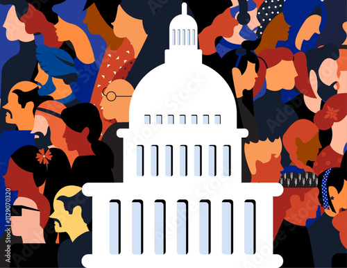 Diverse people of country and government illustration