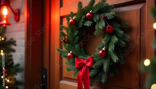 Christmas Wreath on Rustic Door
