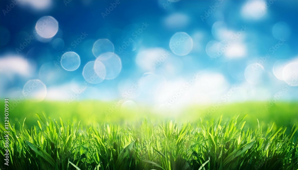 blue sky green grass blurred bokeh background blue sky green grass blurred bokeh background