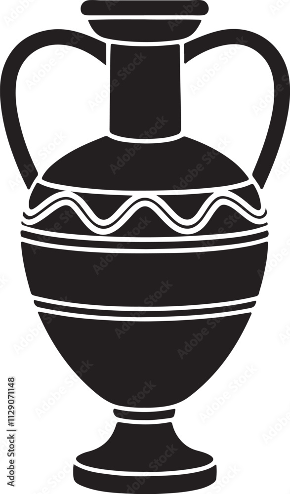Ancient Greek amphora Silhouette vector silhouette illustration on white background. Ancient Greek amphora Silhouette vector silhouette illustration on white background.