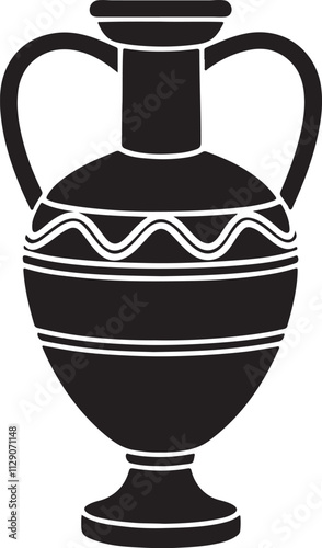 Ancient Greek amphora Silhouette vector silhouette illustration on white background.