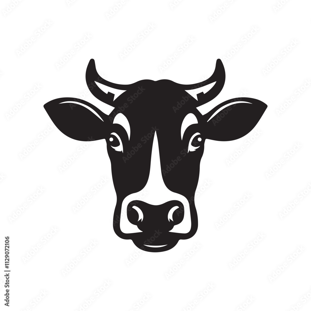 cow head silhouette vector logo design cow head silhouette vector logo design