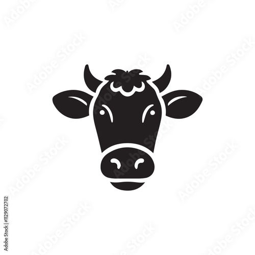 cow head silhouette vector logo design