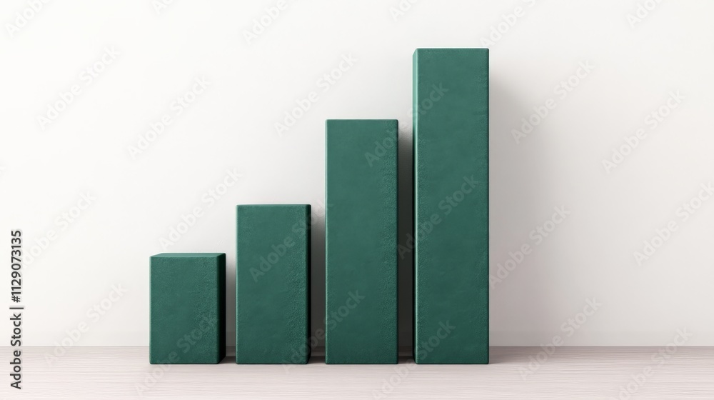 Growth Chart: A minimalist and abstract representation of progress, growth, and development, featuring a series of green bars ascending in height against a simple backdrop. Growth Chart: A minimalist and abstract representation of progress, growth, and development, featuring a series of green bars ascending in height against a simple backdrop.