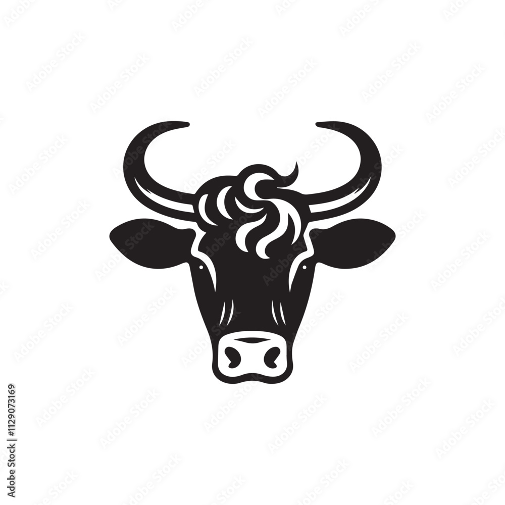 Fototapeta premium cow head silhouette vector logo design