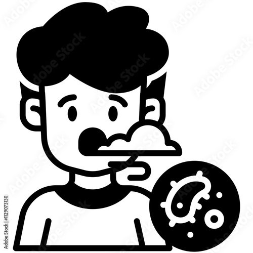 Man with bad breath Black Fill Icon