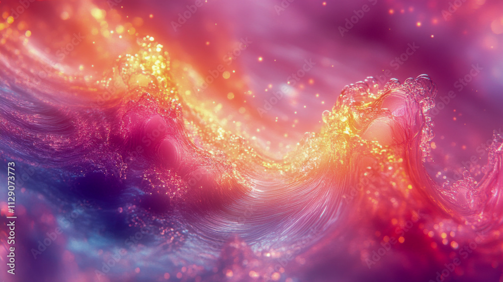 Fototapeta premium Vibrant abstract ocean waves with sparkling light reflections at sunrise