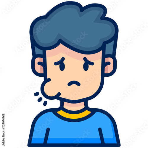 Man with toothache Filled Line Icon