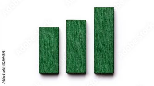 Green Growth Blocks: An upward trending bar graph, made of dark green wooden blocks, symbolizes growth, progress, and positive development. photo