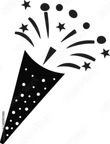 Party Popper Explosions silhouette illustration on white background