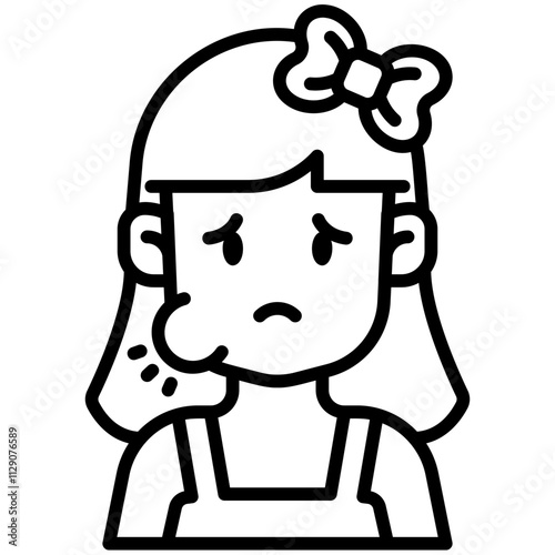 Woman with toothache Line Icon