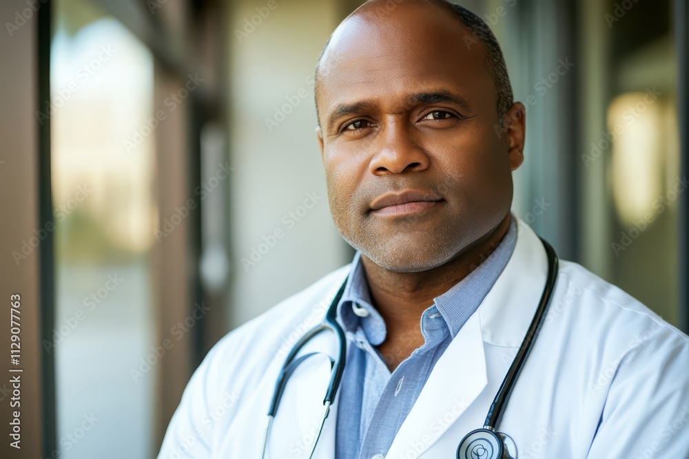 doctor in white lab coat with stethoscope, compassionate presence