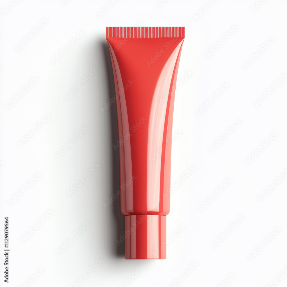 Light red cream cream bottle on white background Light red cream cream bottle on white background