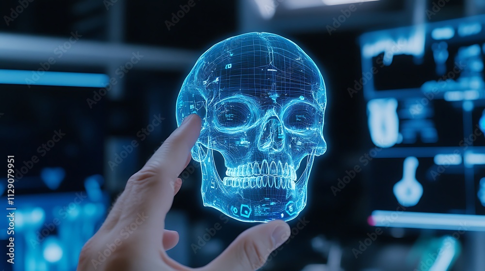Advanced Dental Technology with a 3D Skull Model and Digital Imaging in a Modern Clinic