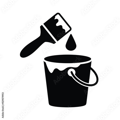 paint brush with bucket vector icon logo photo