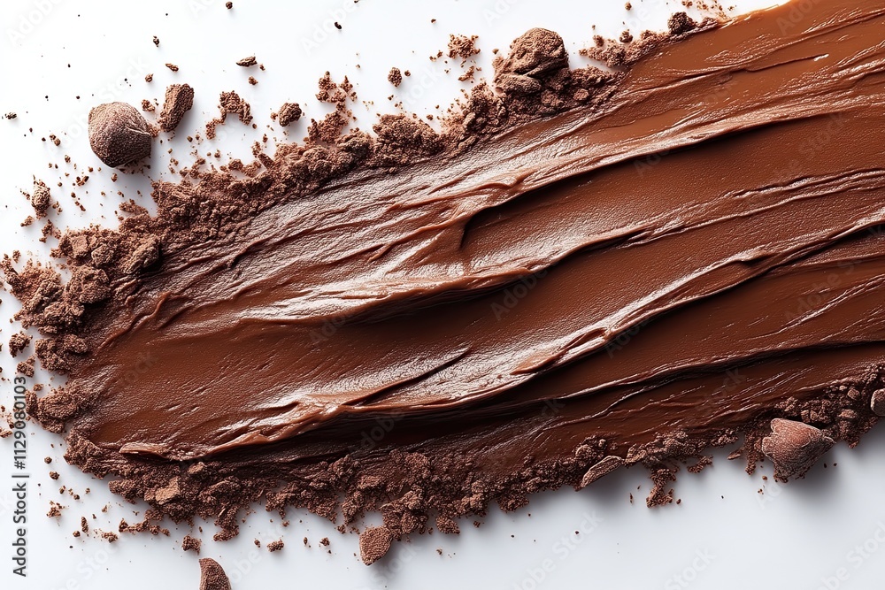 Chocolate Smear Isolated, Melted Chocolate Texture on White Background, Chocolate Sauce Pattern, Cocoa Hazelnut Cream, Liquid Chocolate Paste, Brown Creamy Smear with Copy Space for Text Chocolate Smear Isolated, Melted Chocolate Texture on White Background, Chocolate Sauce Pattern, Cocoa Hazelnut Cream, Liquid Chocolate Paste, Brown Creamy Smear with Copy Space for Text