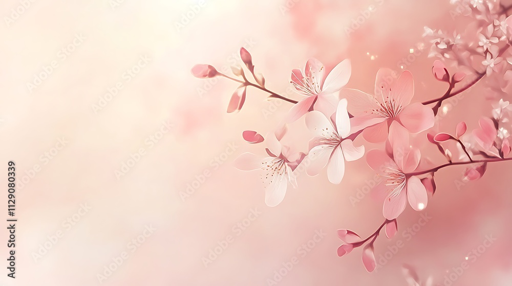 Delicate Pink Blossoms Branch Springtime Flowers Delicate Pink Blossoms Branch Springtime Flowers