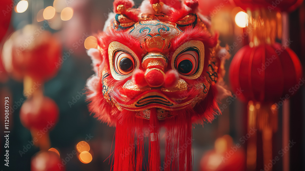 Fototapeta premium Traditional Chinese New Year decorations with cultural symbols for the festive season