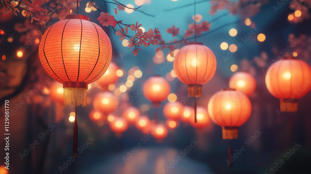 Chinese traditional paper lanterns on the street for celebrating Chinese New Year 2025 Chinese traditional paper lanterns on the street for celebrating Chinese New Year 2025