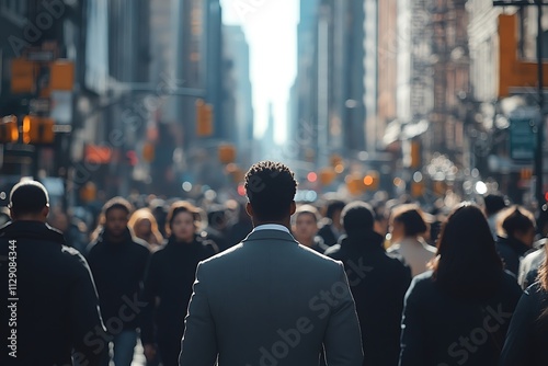 Man Walking in Busy City Crowd1