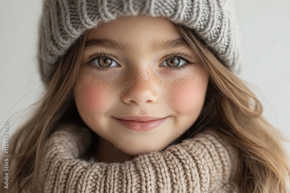 Charming little girl in an oversized sweater with a playful, heartwarming expression Charming little girl in an oversized sweater with a playful, heartwarming expression