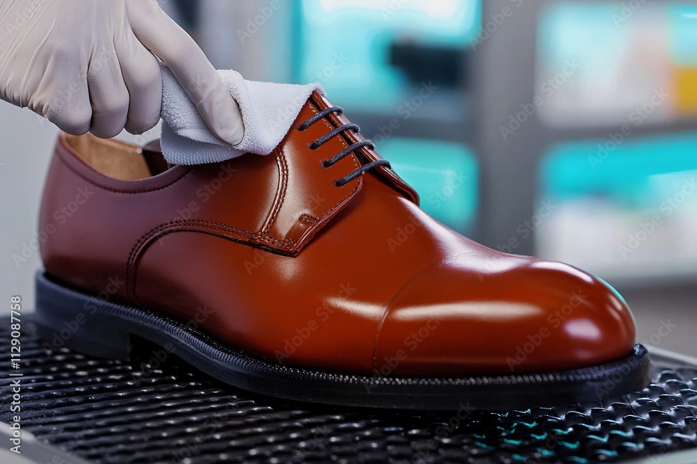 Polished Brown Leather Oxford Shoe Cleaning Detail Polished Brown Leather Oxford Shoe Cleaning Detail