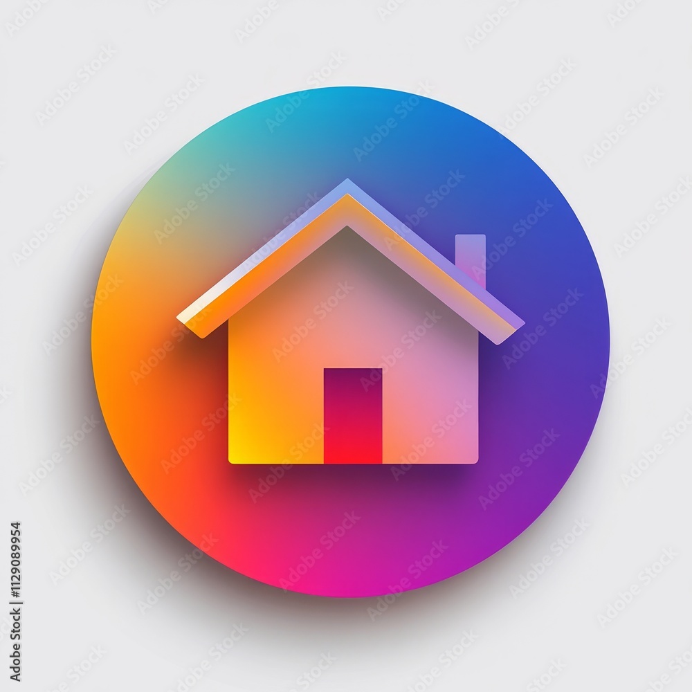 Colorful 3D House Icon - Modern Home Design Colorful 3D House Icon - Modern Home Design