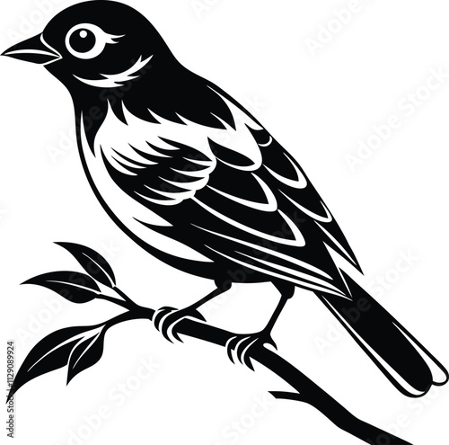 Lovely Bird Perched on Tree Branch Vector Illustration photo