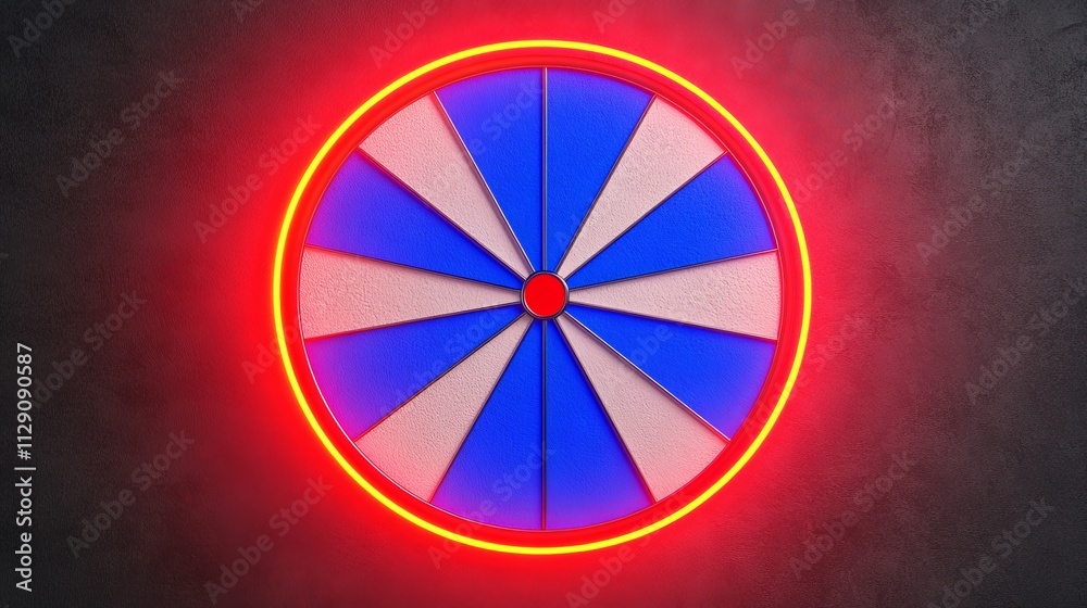 Glowing Wheel of Fortune: Neon Sign Design Glowing Wheel of Fortune: Neon Sign Design