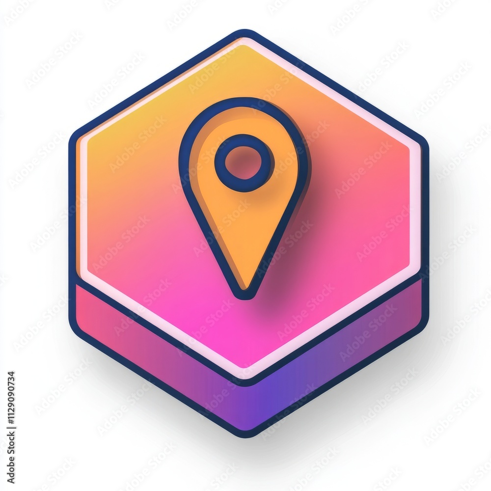 Vibrant Hexagon Location Icon Design Vibrant Hexagon Location Icon Design