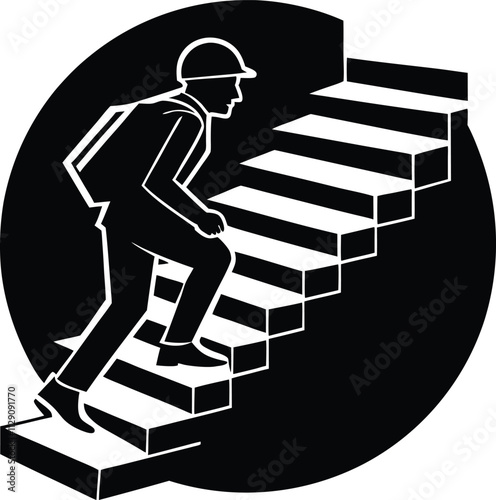 Person on the Stairs Silhouette Vector Illustration