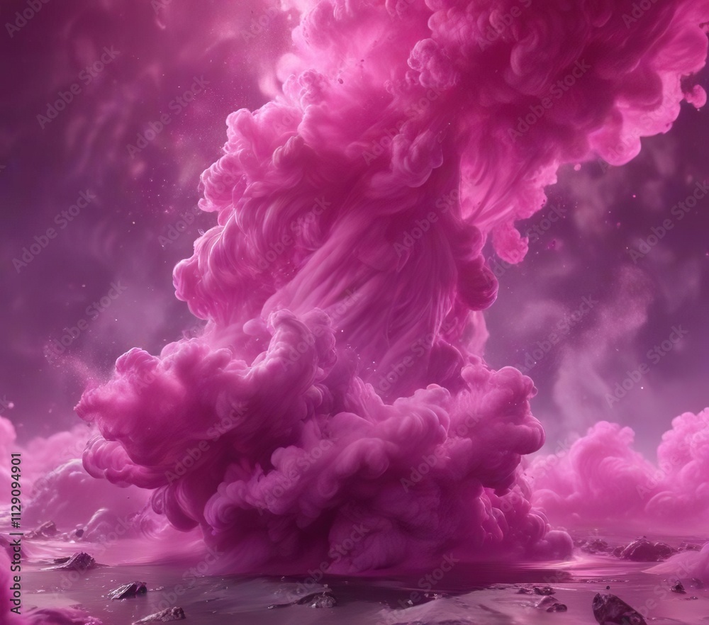 Obraz premium Gaseous magenta mist swirls within an aglow environment , ethereal, illuminated, glowing