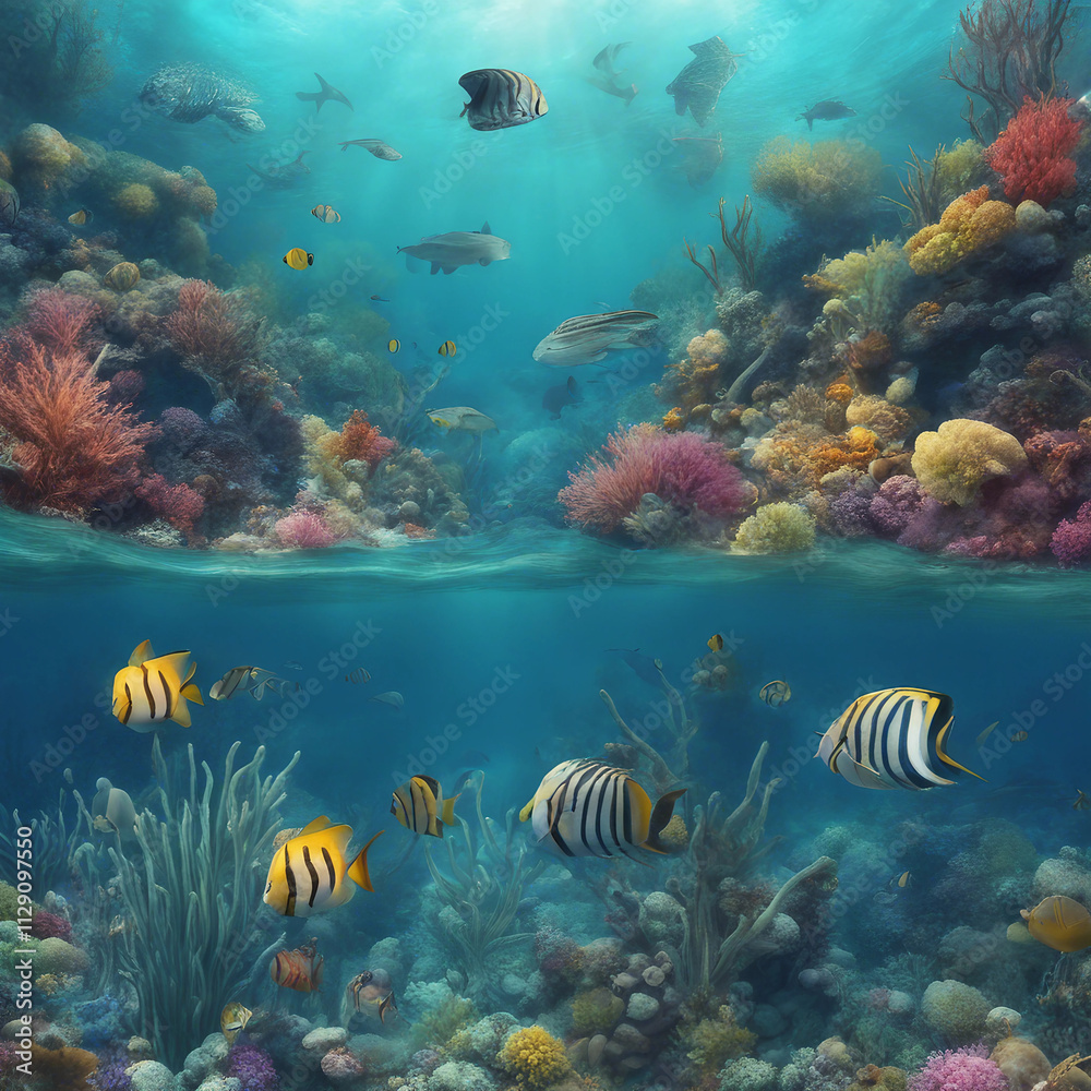 Underwater natural scenery background Underwater natural scenery background