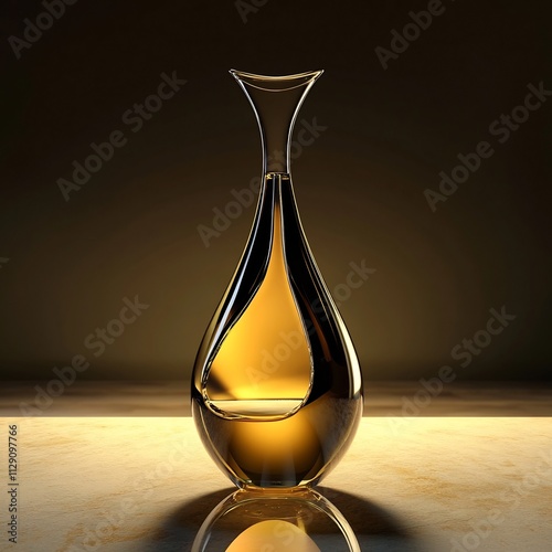 Elegant Glass Decanter with Amber Liquid Reflecting Light