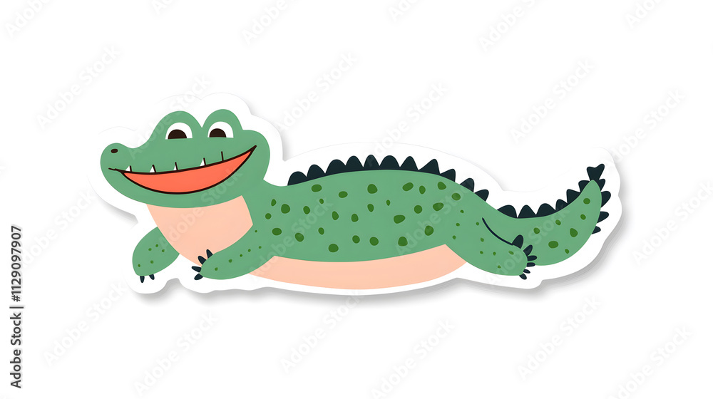 Fototapeta premium cheerful cartoon crocodile with big smile, perfect for stickers!