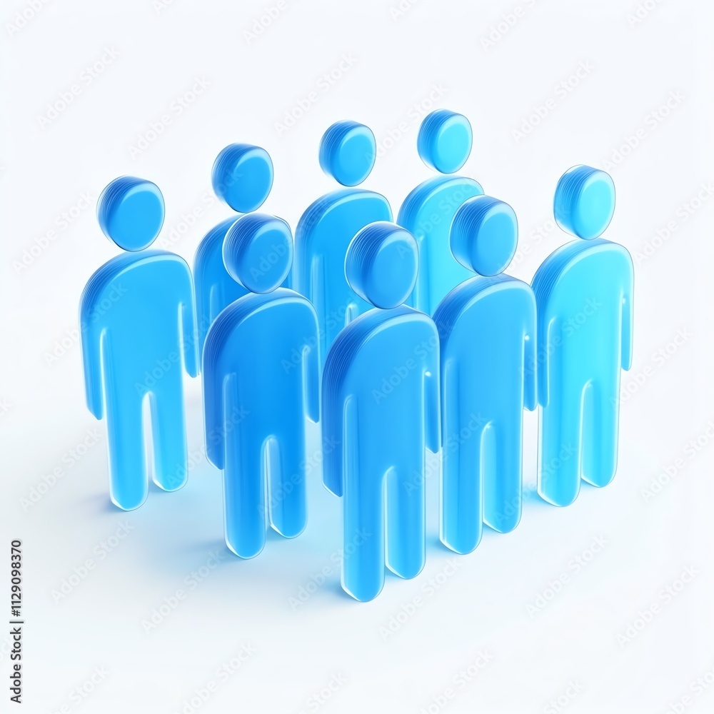 Blue 3D People Figures - Teamwork and Collaboration Concept Blue 3D People Figures - Teamwork and Collaboration Concept