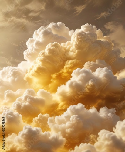 Soft and feathery abstract yellow gold cloud background, yellow, gentle