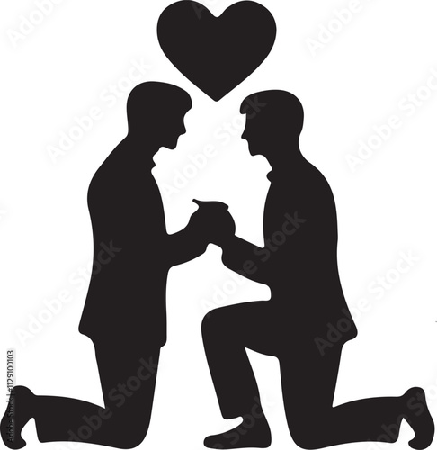 A man and a woman are standing in front of a heart that says love