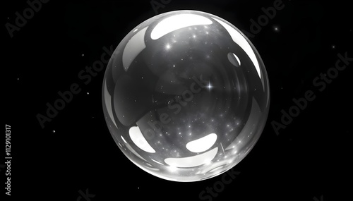 Transparent Glass Sphere with Reflective White Particles